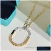 Designer Jewelry Necklace Pendant Necklaces S925 Sterling Sier t Home Lock Rose Gold High Edition Fashion Set Diamond Fl Personalized Horseshoe Drop Otlug