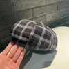 BERETSOLOMLB 2024 FALL OCTAGONAL CAP ALL-MATCH PLAID RETRO BERET WOMINS'S CASUAL FASHION HAT