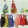 Reusable Grocery Bags Fashion String Shop Fruit Vegetables Bag Shopper Tote Mesh Net Woven Cotton Shoder Hand Dhs Drop Delivery Home Dheal