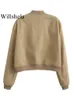 Willshela femmes mode solide Bomber vestes manteau avec poches col en v simple boutonnage manches longues femme Chic dame tenues 240110