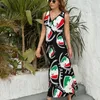 Casual klänningar italia Italien italiensk kartflaggklänning kawaii maxi koreansk mode boho strand lång hög midja grafik överdimensionerad vestido