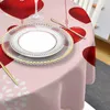 テーブルクロスバレンタインデーラブペンダント装飾防水テーブルクロスデコレーションウェディングホームキッチンダイニングルームラウンド