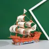 3D trä segelbåt byggstenar Destroyer Merchant Ship Puzzle Boat Model Bricks Diy Creativity Assemble Toy Kids Gift 240110