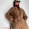 Maxmaras Women's Wrap Coat Camel Hair Coats Camel Fleece Double Sided Coat Women's Woolen Medium Long High Grade Feeling 2024 Autumn/Winter New Trend PI22A0846 RJ2J