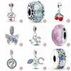 Original 100% 925 Sterling Silver snowflake glass Beads bracelet cherry sweet house Charms Fit Pando Bracelet DIY Women Jewelry