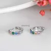 Stud S925 Sterling Silver Hoop Earring Multicolor Zircon Silver Circle örhängen för kvinnor Färg Små öron smycken gåva YQ240110