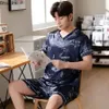 Shortsleeved Wear Vneck Large S Home Summer Man Ice Sleepwear Silk For Casual Men Size Sets Pijama Pajama 240110
