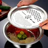 3pcs/ 1set Vegetable Slicer Multifunctional Stainless Steel Vegetable Cutter Fruit Salad Fruit Bowl Drain Basket Kitchen Gadgets 240110