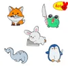 Carton Fox Rabbit Penguin Dinosaur Frog Design Badges Brosch Emalj Pins Label Bag Backpack Hat smycken Presenttillbehör