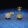 Stud Real D Color VVS Moissanite Stud Earrings Sterling Silver 2CT Diamond Wedding Earrings 14K Yellow Gold Jewelry Women Earring YQ240110