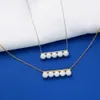 Ciondoli SHADOWHUNTERS Collana con palo di equilibrio di perle in argento sterling autentico 925 con zirconi trasparenti completi da 40 cm con catena O Gioielli romantici da donna
