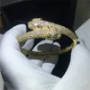 14-каратное золото с головой леопарда, Micro Pave Lab, браслет с бриллиантами, вечерние обручальные браслеты, браслеты для женщин и мужчин, свадебные аксессуары