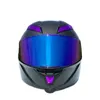 Casques de moto Femmes et hommes Racing Casque de motocross Violet Fibre de carbone Sécurité Single Lens Full Face ECE Approuvé