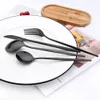 Dinner Knife Fork Coffee Spoon Middagsbidrag Set 16st Black Flatware Set Kitchen Rostfritt stål Silverware Tabeller Set 240110