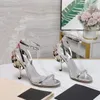 One word thin strap sandals luxury women's dress shoes hardware buckle decoration ankle strap 10cm high heel women's sandals 34-42