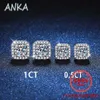 Stud ANKA NIEUWE s925 zilveren oorbellen vrouwen moissanite oorbellen vervaardigde luxe vierkante 1ct moissanite diamant vrouwen oorbellen YQ240110