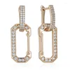 Boucles d'oreilles en peluche Kinel 585 Rose Gold Color Square Drop pour femmes White White Natural Zircon Accessoires Fine Bijoux
