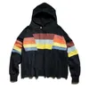 Cotton Washing Stripe Hooded Loose Men's and Women's Pullover Hoodies