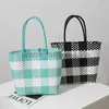 Shoulder Bags New portable plastic hand-woven bag women's all-match large-capacity square hand bag leisure shopping vegetable basket bagcatlin_fashion_bags