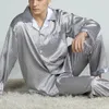 Mens designer pajamas för män nattkläder långärmad sömn toppar byxor tunna is silkes sömnkläder set pijama 240110