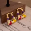 Fashion Vintage Enamel Drop Glaze Geometric Earrings For Women Light Luxury Niche High-End Unique Trendy Jewelry