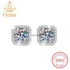 Stud Oyino NEUE S925 Sterling Silber Moissanit Quadratische Tasche Einfache Mode Anti-Allergie Ohrringe für Frauen YQ240110