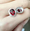 Studörhängen Natural Real Red Garnet Earring 925 Sterling Silver 7 9mm 2.1CT 2st Gemtone Fine SMEEXKE X2310253