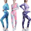 Tie Dye Yoga Suit Dolne rękawie damskie gym gym sportowy zestaw jogi dla kobiet dla kobiet w siłowni sportowej dla kobiet 240110