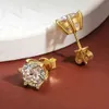 Boucles d'oreilles à tige en moissanite classique à 6 griffes, plaqué argent 925, or jaune brillant, diamant rond brillant avec GRA YQ240110