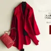 Women's Wool 2024 Autumn And Winter Double-Sided Pure Cashmere Coat Woman Jacket Long Loose Suit Collar Color Cardigan P100