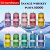 Savage Whiskey 16000 vapes одноразовые слойки Склад ЕС 26 мл Электронная жидкость 10 вкусов Аккумулятор 650 мАч Перезаряжаемая сетчатая катушка 6 цветов LGB Light Type-C против vape15k puff 20k