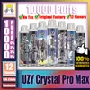 Oryginalny Uzy Crystal Pro Max 10000 10K Puff 10000 10k 0/2/3/5% jednorazowe ładowane urządzenia do papierosów Vape Pen Zestaw z Baterią 650 MAH 16 ml vs Ske Ski Crystal 4000