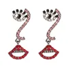 Boucles d'oreilles pendantes Punk mode créativité oeil du diable lèvres rouges pour femmes alliage eau incrustée perceuse personnalité balle fête tendance bijoux