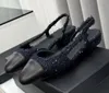 Chan Slingback-Sandale, ineinandergreifendes C-Tweed, Sommerschuhe, formelle Luxus-Sandalen mit klobigem Absatz für Damen, klassische Ballerinas, Schaffell-Ripsleder