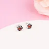 Stud Earrings January Red Eternity Circle Real 925 Sterling Silver Orignal Brincos For Women Gift 2024