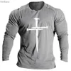 Men's T-Shirts Vintage Cotton T Shirt For Men Long Sleeve Tops Cross Print Graphic Clothing O Neck Oversized Streetwear Simple Men Fall ApparelL240110