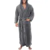 Solid Color Soft Men Dusch Robe Coral Fleece Tickets Long Bath Home Gown Sleepwear Bathrobe Pyjama Man 240109