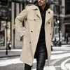 Men's Trench Coats Jackets for Men Mens Clothing Autumn Solid Color Lapel Pocket Slim Double Breasted Windbreaker Coat Male with Belt