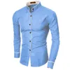 Luxury Luxury Casual Formeal Shirt Long Long Slim Fit Business Dress Shirts Tops 240109