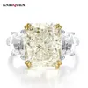 Trend 100% 925 argento massiccio 8 * 10mm acquamarina tormalina anelli di diamanti ad alto tenore di carbonio per le donne gemma partito bel gioiello regalo 240109