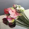 Dekoracyjne kwiaty symulowane kwiat pojedynczy łodyg Anthurium Decor Wedding Profit Roślina donited czerwona dłoni aranżacja dekoracji domu lotos