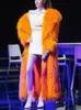 Модный супер длинный плащ из искусственного овечьего меха для женщин, однотонные пушистые куртки с лацканами из искусственного меха, женская зимняя одежда, верхняя одежда 240110