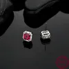 Stud nuovi orecchini in argento sterling 925 taglio moissanite rosso matrimonio orecchini semplici gioielli squisiti regalo di nozze delle donne YQ240110