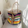 Bolsos de hombro Bolso de compras para mujer 2020 nuevo bolso grande con borlas de gran capacidad bandolera de hombro bolso tejido de moda insblieberryeyes