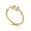 Роскошные дизайнерские кольца для женщин, мужские кольца из стерлингового серебра с двойным открытым бриллиантом и кольцом из розового золота, ювелирные изделия в подарок