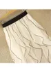 여성 불규칙한 긴 얇은 명주 스커트 여름 탄력있는 하이 허리 메쉬 스커트 암컷 겨울 주름 미드 미디 긴 주름 튜투 스커트 레이디 240110