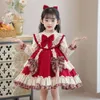 어린이를위한 공주 2023 New Spring Fluffy Skirt Lolita Little Baby Close 's Girls'Dress Flower Girl Dress