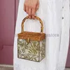 Totes Bamboo Handle Leaves Pattern Party Banquet Transparent Women Square Evening Bag Acrylic Clear Box Purse Clutchstylishhandbagsstore