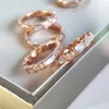 Desginer Bvlgary 925 Sterling Silver Treasure Family Snake Bone Ring Female Rose Gold Full Diamond White Fritillaria 18K smal Snake Shape pekfingerring