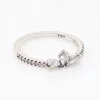 2024 Designer Pandoraring Dora's Band Anéis Love's S925 Prata Diamante Espumante Pétala Espécime Luz Luxo Moda Flor Floco de Neve Anel Presente para Mulheres